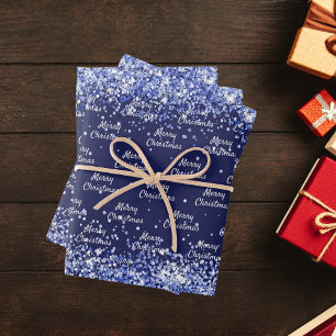 Weihnachtsnachtsnacht blauen Konfetti elegant Geschenkpapier Set