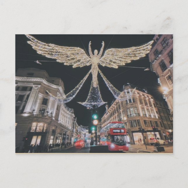 Weihnachtsnachtsnacht in Regent Street, London Postkarte (Vorderseite)