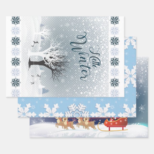 Weihnachtsnachtsnacht Märchen Fantasy Snowy Forest Geschenkpapier Set (Set)