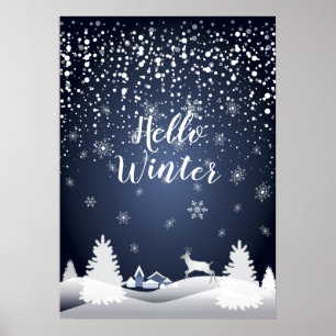 Weihnachtsnachtsnacht Märchen Fantasy Snowy Forest Poster