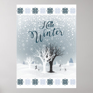 Weihnachtsnachtsnacht Märchen Fantasy Snowy Forest Poster