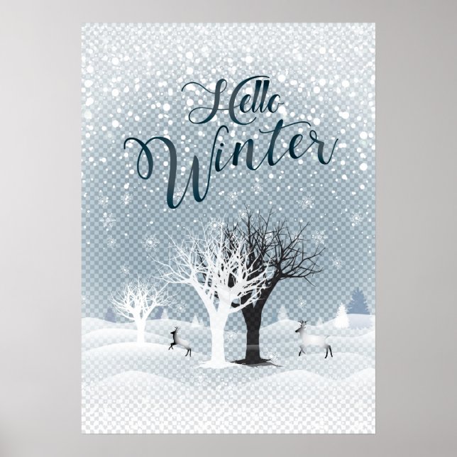 Weihnachtsnachtsnacht Märchen Fantasy Snowy Forest Poster (Vorne)