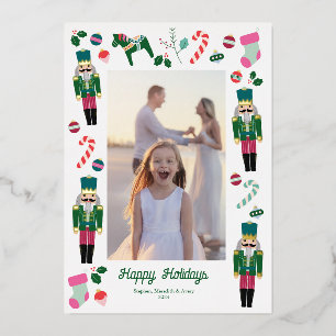Weihnachtsnachtsnahrungsmittel Personalisierter Fe Folien Feiertagskarte