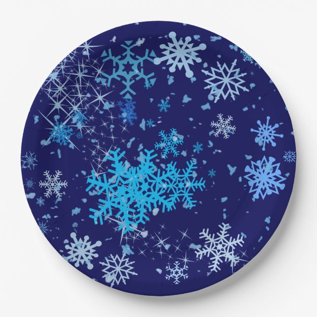 Weihnachtsnachtsschnee Pappteller (Vorderseite)