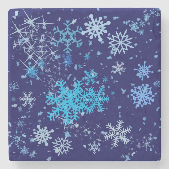 Weihnachtsnachtsschnee Steinuntersetzer (Vorderseite)