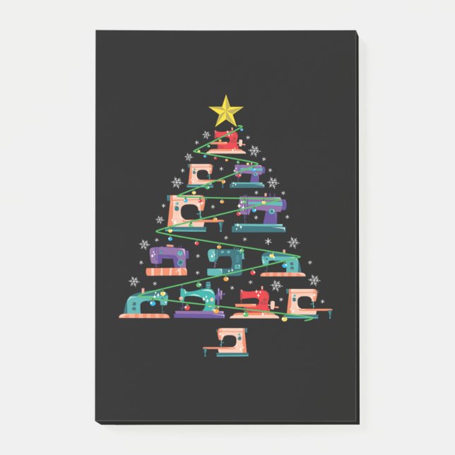 WeihnachtsNähmaschine Weihnachtsbaum Quilter Gesch Post-it Klebezettel (Vorderseite)