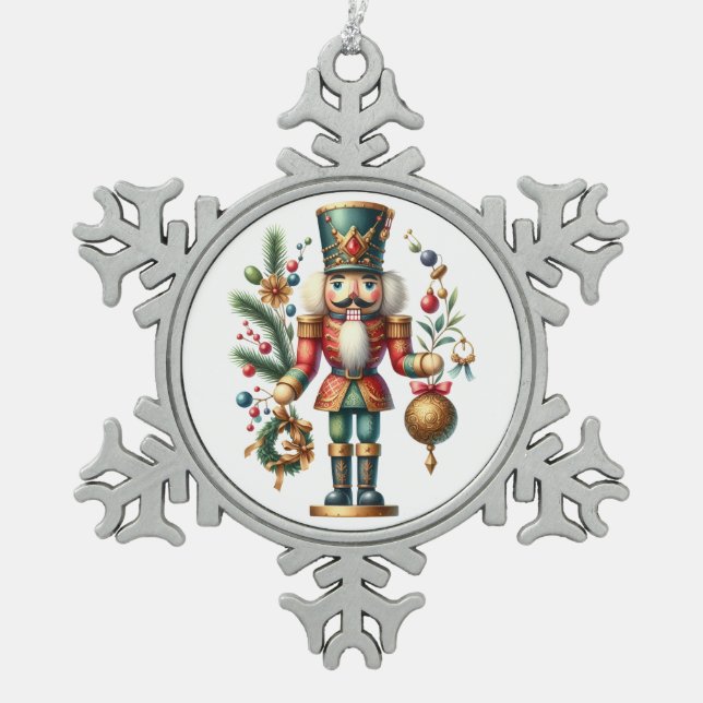 Weihnachtsnährungsmittel Schneeflocken Zinn-Ornament (Vorderseite)