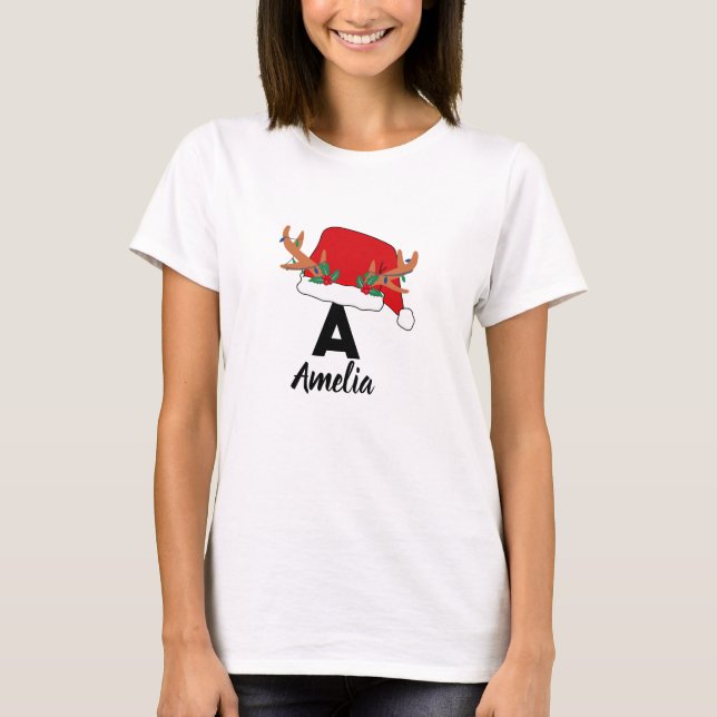 Weihnachtsname Personalisiert T-Shirt (Vorderseite)