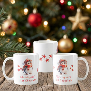 Weihnachtsname Pinguin Rot heiße Schokolade Tasse
