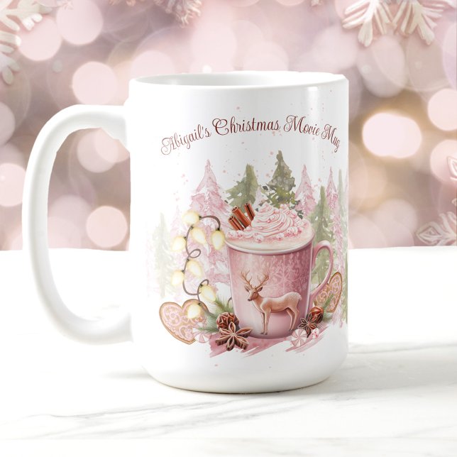 Weihnachtsname Pink Hot Chocolate Große Tasse (Christmas Name Pink Hot Chocolate Big Mug)