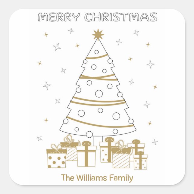 Weihnachtsname Spaß Färben Einzigartig Quadratischer Aufkleber (Vorderseite)