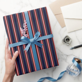 Weihnachtsnavy Blau Burgunderrot Weiß Streifen Geschenkpapier