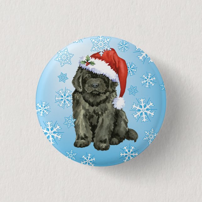Weihnachtsneufundland Button (Vorderseite)
