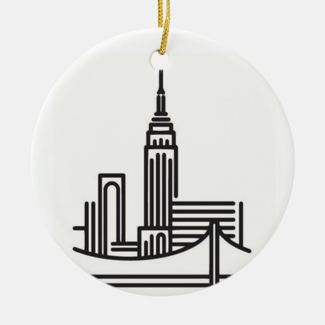 Weihnachtsnew- york citySkyline Keramik Ornament (Vorne)