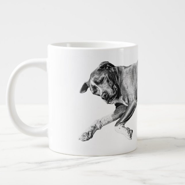 Weihnachtsnickerchen, Pit-Mix-Friede Jumbo-Tasse (Links)