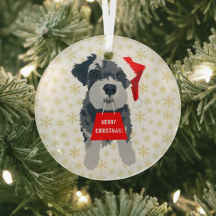 WeihnachtsNiedlich Miniatur Schnauzer Dog Weihnach Ornament Aus Glas
