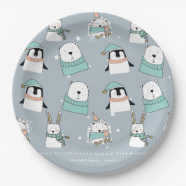 WeihnachtsNiedliche Tiere Personalisiert Pappteller