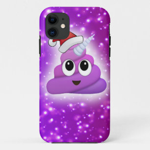 Weihnachtsniedlicher Unicorn kacken Emoji Glühen iPhone 11 Hülle