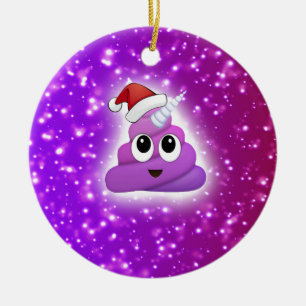 Weihnachtsniedlicher Unicorn kacken Emoji Glühen Keramikornament