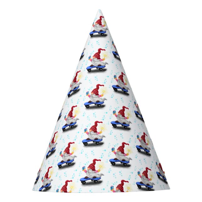 WeihnachtsNomaden mit Geschenkpapier Party Hat Partyhütchen (Vorderseite)