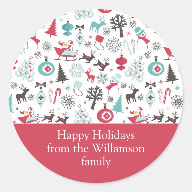 Weihnachtsnordic Mute Runder Aufkleber (Vorderseite)