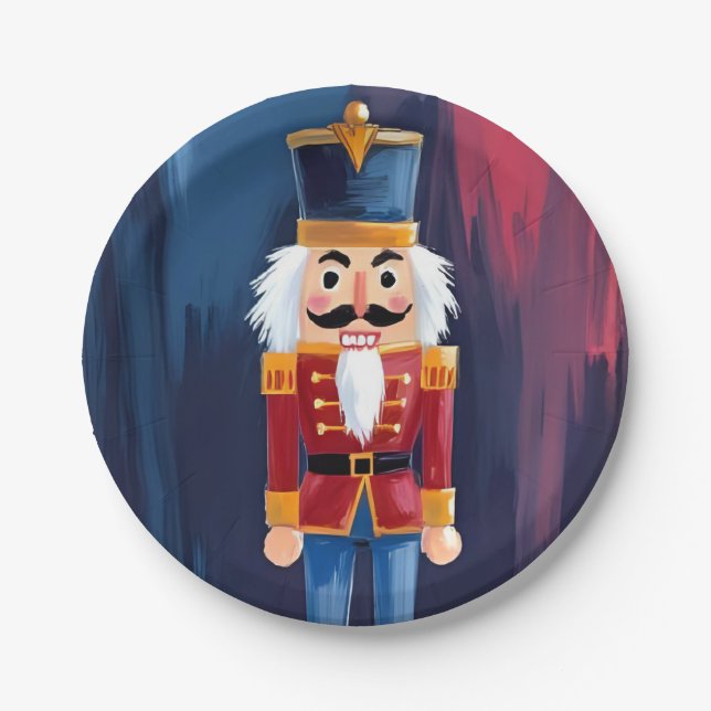 Weihnachtsnussknacker | Frohe Weihnachten Wasserfa Pappteller (Vorderseite)