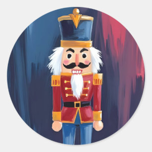 Weihnachtsnussknacker   Frohe Weihnachten Wasserfa Runder Aufkleber