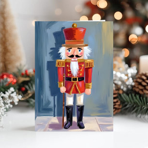 Weihnachtsnussknacker   Roter Soldat Wasserfarbe Feiertagskarte