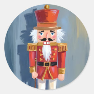 Weihnachtsnussknacker   Rotsoldat Wasserfarbe Runder Aufkleber