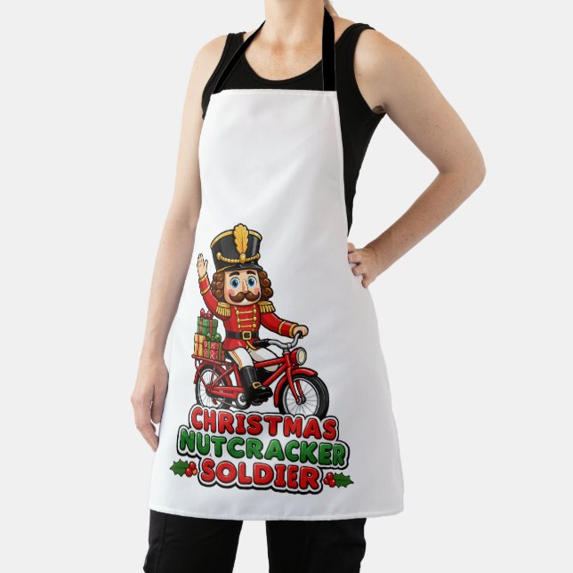 Weihnachtsnussknacker Soldat auf Fahrrad Schürze (InSitu)