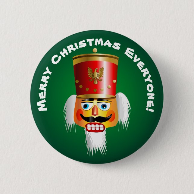 Weihnachtsnussknacker Spielzeug-Soldat Cartoon Button (Vorderseite)