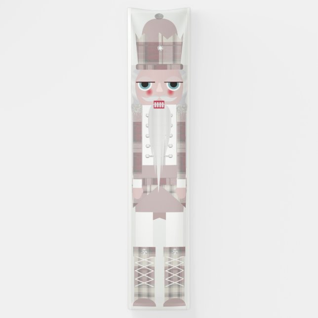 WeihnachtsNutcracker Flannel rosa Banner (Vertikal)