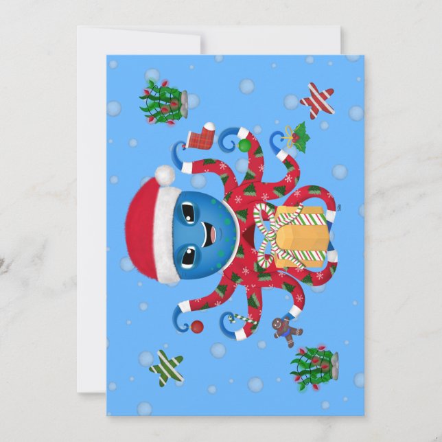 Weihnachtsoctopus Einladung (Vorderseite)