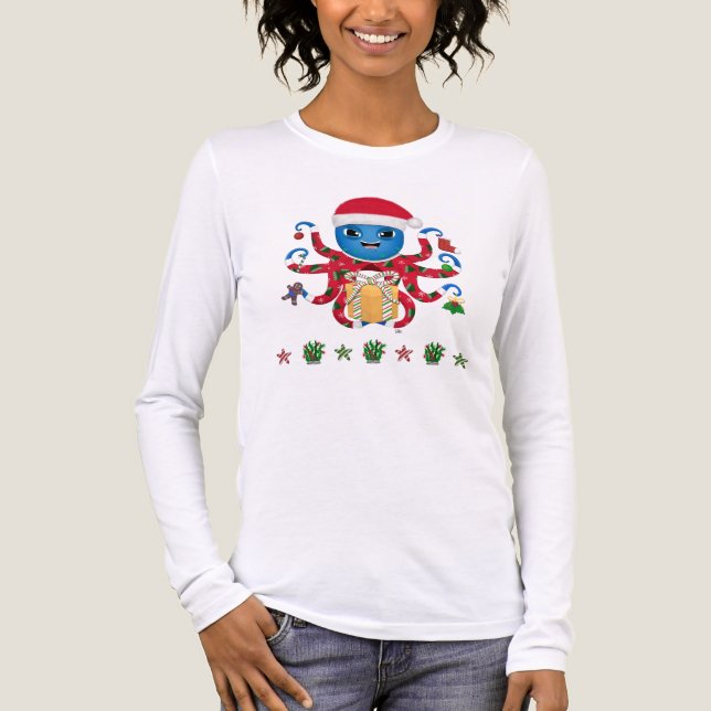 Weihnachtsoctopus Tri-Blend Shirt (Vorderseite)