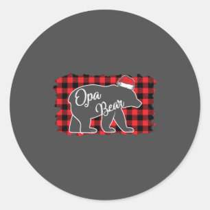 Weihnachtsopa Bär Weihnachtsrot Kariert Buffalo Fa Runder Aufkleber