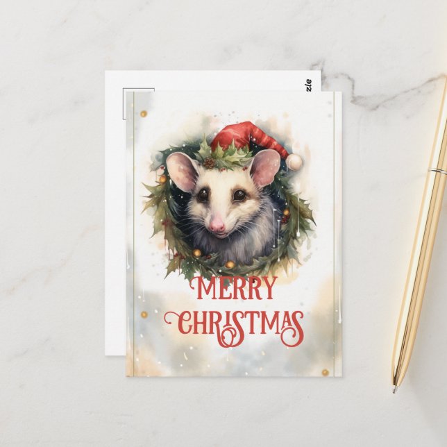 Weihnachtsopossum Farbe Postkarte (Vorderseite/Rückseite Beispiel)