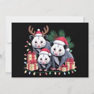 Weihnachtsopossum Weihnachtsmannmütze Geweih Weihn Einladung