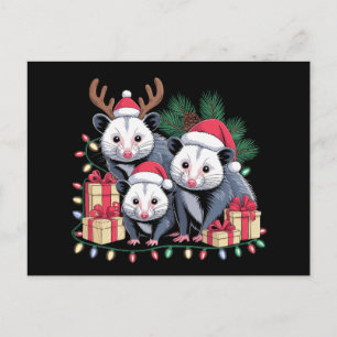 Weihnachtsopossum Weihnachtsmannmütze Geweih Weihn Feiertagspostkarte