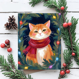 Weihnachtsorange Katze Festives Haustier Feiertagskarte