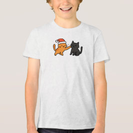 Weihnachtsorange Katze mit schwarzer Katze Tri-Blend Shirt