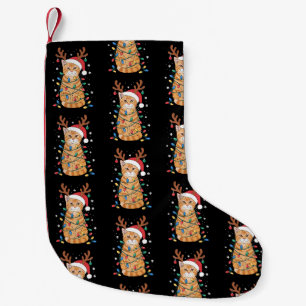 Weihnachtsorange Tabby-Katze Rentiere Geweihe Lich Kleiner Weihnachtsstrumpf