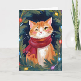 Weihnachtsorangenkatze Festives Haustier Feiertagskarte