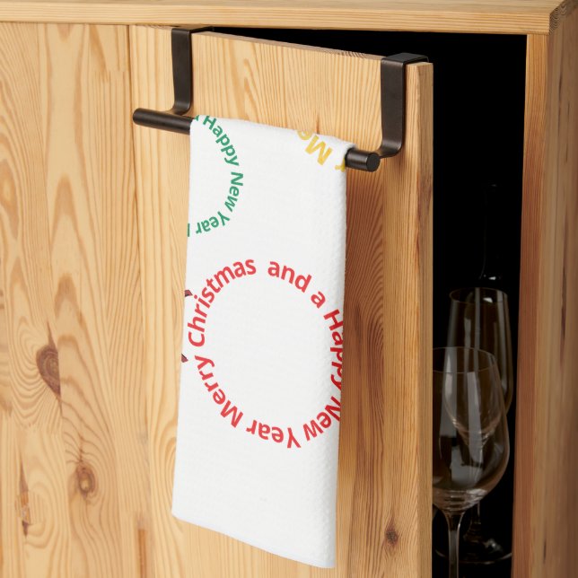 Weihnachtsornament Textdesign Geschirrtuch (Drittel gefaltet)