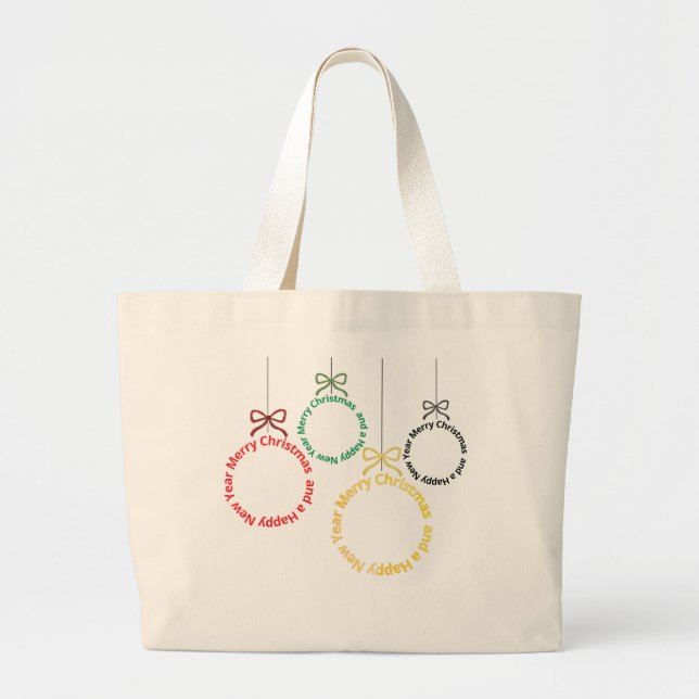 Weihnachtsornament Textdesign Jumbo Stoffbeutel (Vorne)