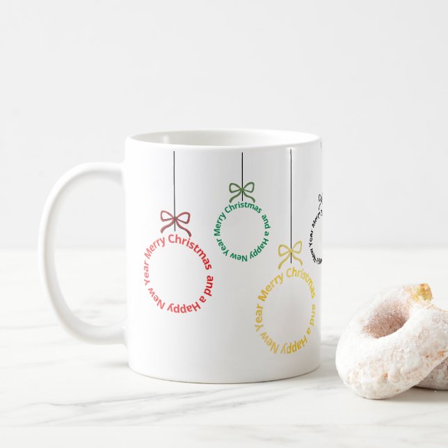 Weihnachtsornament Textdesign Kaffeetasse (Mit Donut)