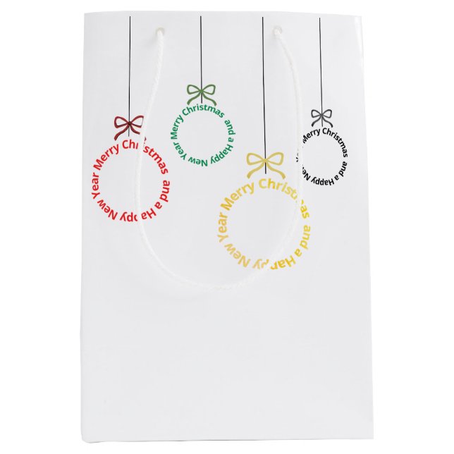 Weihnachtsornament Textdesign Mittlere Geschenktüte (Vorderseite)
