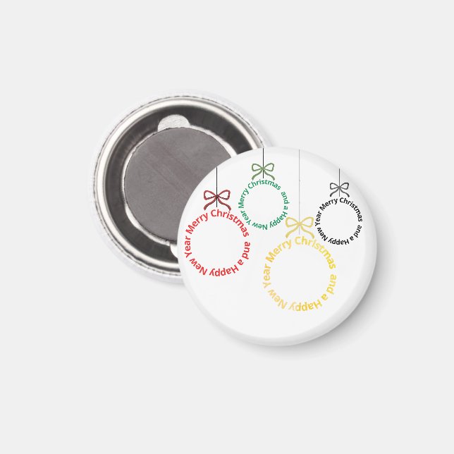 Weihnachtsornamente Textdesign Magnet (Vorderseite/Rückseite)