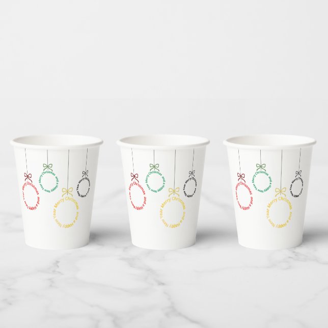 Weihnachtsornamente Textdesign Pappbecher (Multi)
