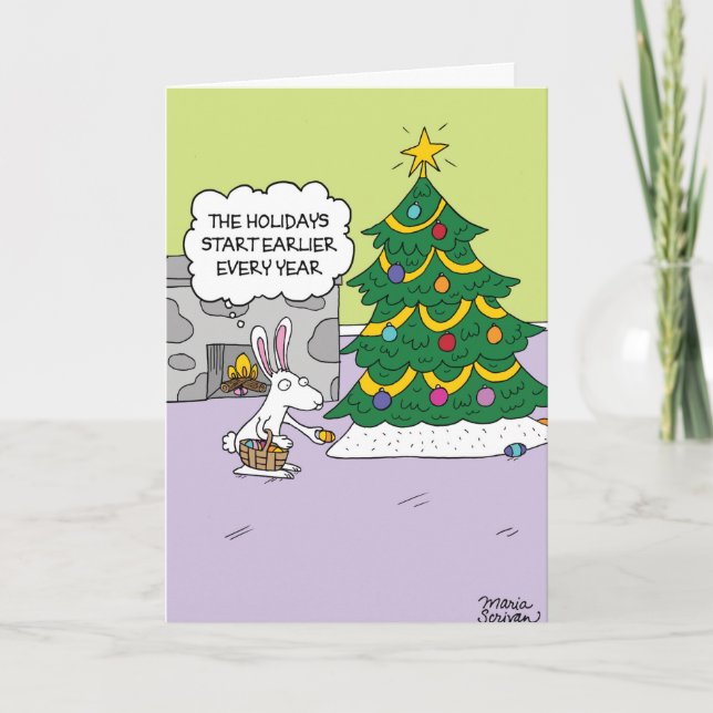 Weihnachtsosterhasen-WeihnachtsSpaß-Papierkarte Feiertagskarte (Vorderseite)