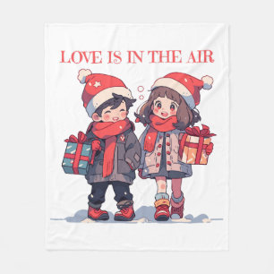 Weihnachtspaar - Liebe liegt in der Luft Fleecedecke